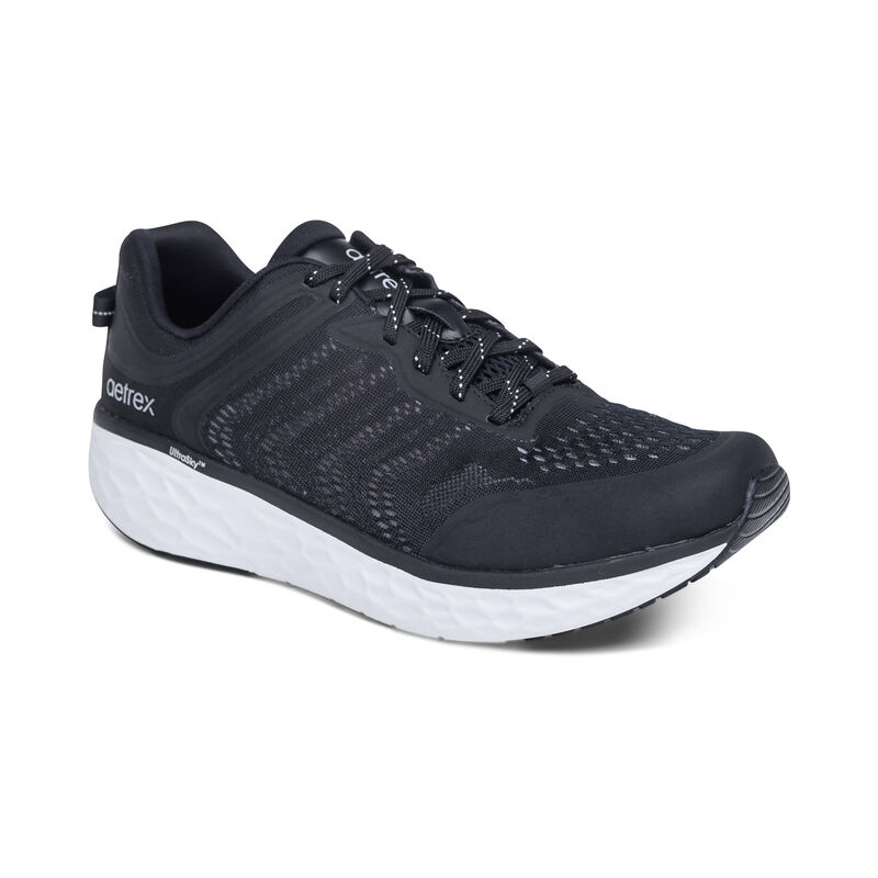 Aetrex Chase Arch Support Men's Sneakers Black | VOJ6199VS