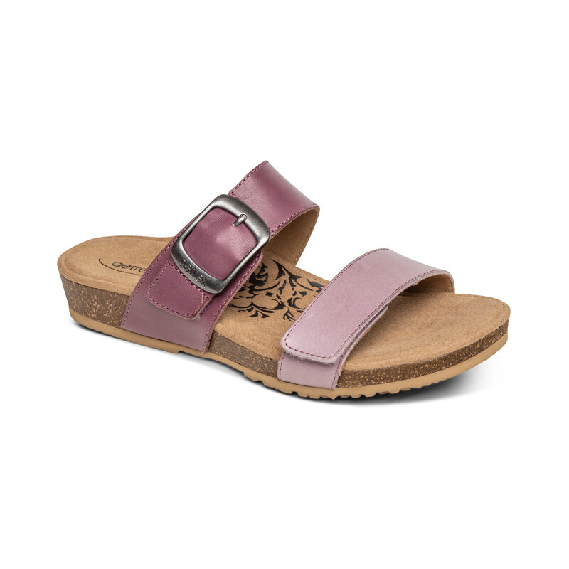 Aetrex Daisy Adjustable Women's Slides Purple | OFV5616LA