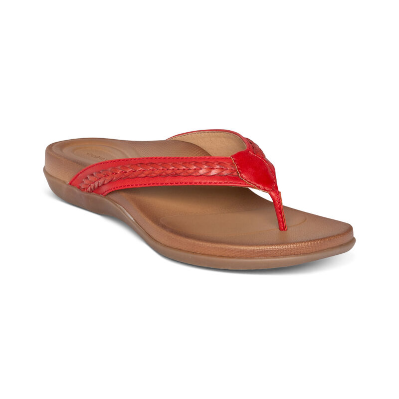 Aetrex Emmy Braided Thong Women's Flip Flops Red | IUA9824LO