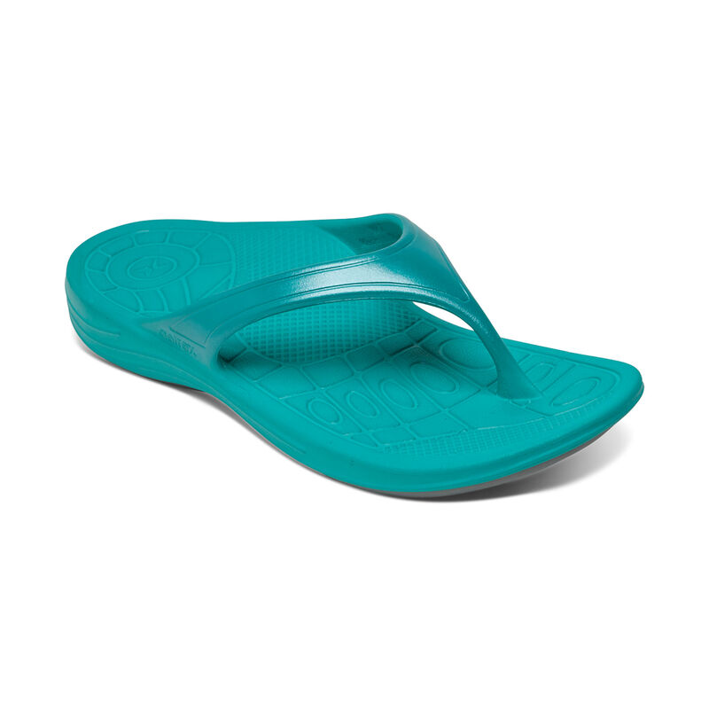 Aetrex Fiji Orthotic Women's Flip Flops Light Turquoise | EBS9567MD