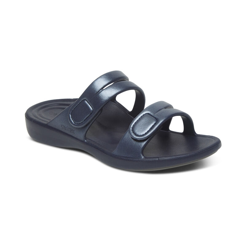 Aetrex Janey Sport Water-Friendly Women's Slides Navy | IUJ1168BL