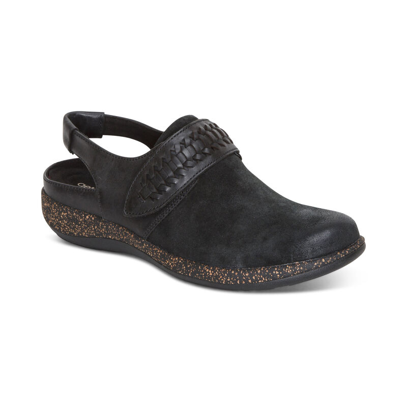 Aetrex Leni Slingback Women's Clogs Black | MNI2533AO