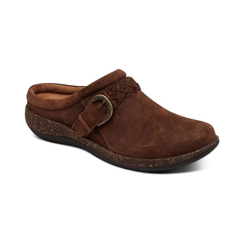 Aetrex Libby Comfort Women's Clogs Dark Brown | CVC7579IY