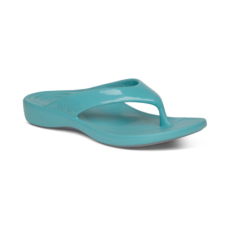 Aetrex Maui Orthotic Women's Flip Flops Light Turquoise | JMO8264JC