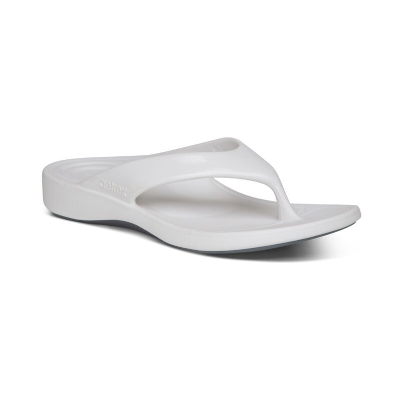 Aetrex Maui Orthotic Women's Flip Flops White | TXE2659JI