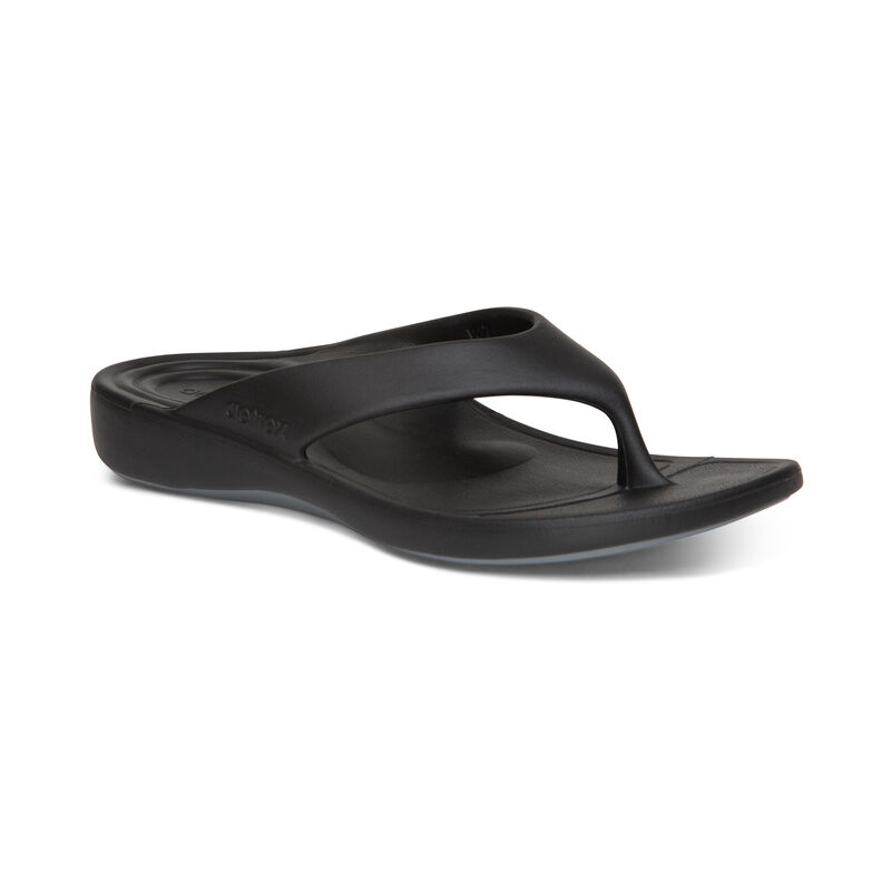 Aetrex Maui Orthotic Women's Flip Flops Black | YFU1921OQ