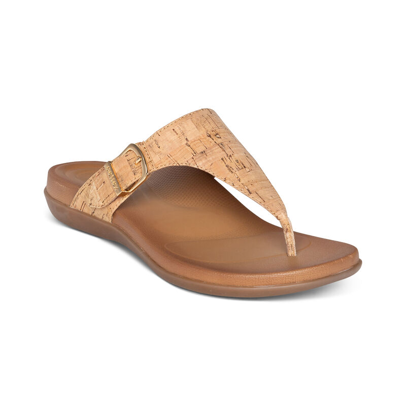 Aetrex Rita Adjustable Thong Women's Flip Flops Brown | RRD4388BL