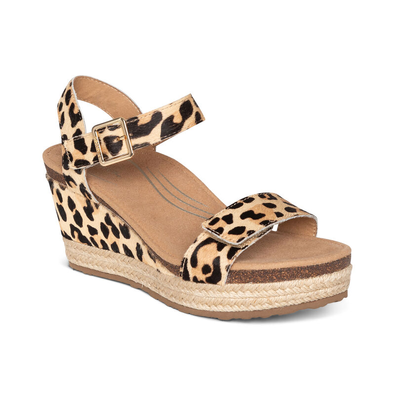 Aetrex Sydney Quarter Strap Espadrille Women's Wedge Sandals Multicolor | CDH3741JT