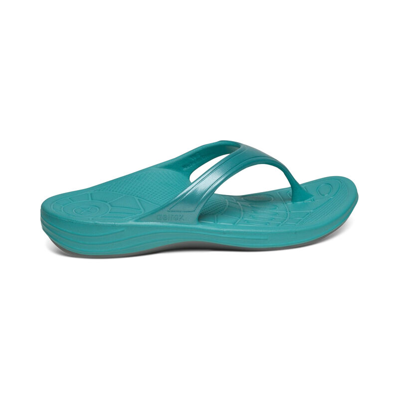 Aetrex Fiji Orthotic Women's Flip Flops Light Turquoise | EBS9567MD