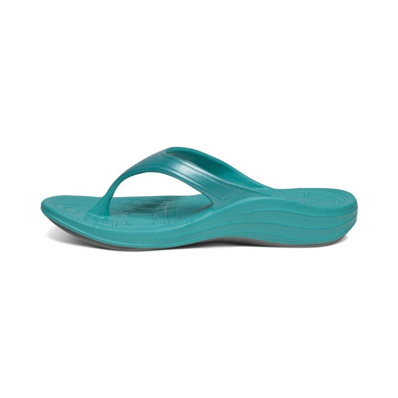 Aetrex Fiji Orthotic Women's Flip Flops Light Turquoise | EBS9567MD