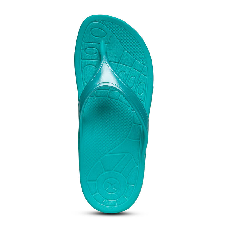 Aetrex Fiji Orthotic Women's Flip Flops Light Turquoise | EBS9567MD