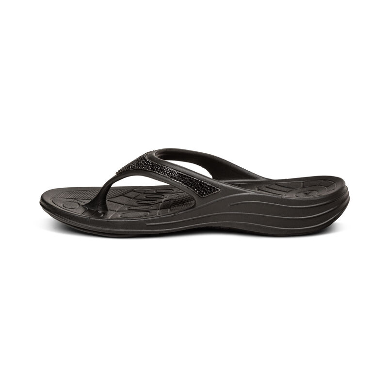 Aetrex Fiji Orthotic Women's Flip Flops Black | FJZ7811KF