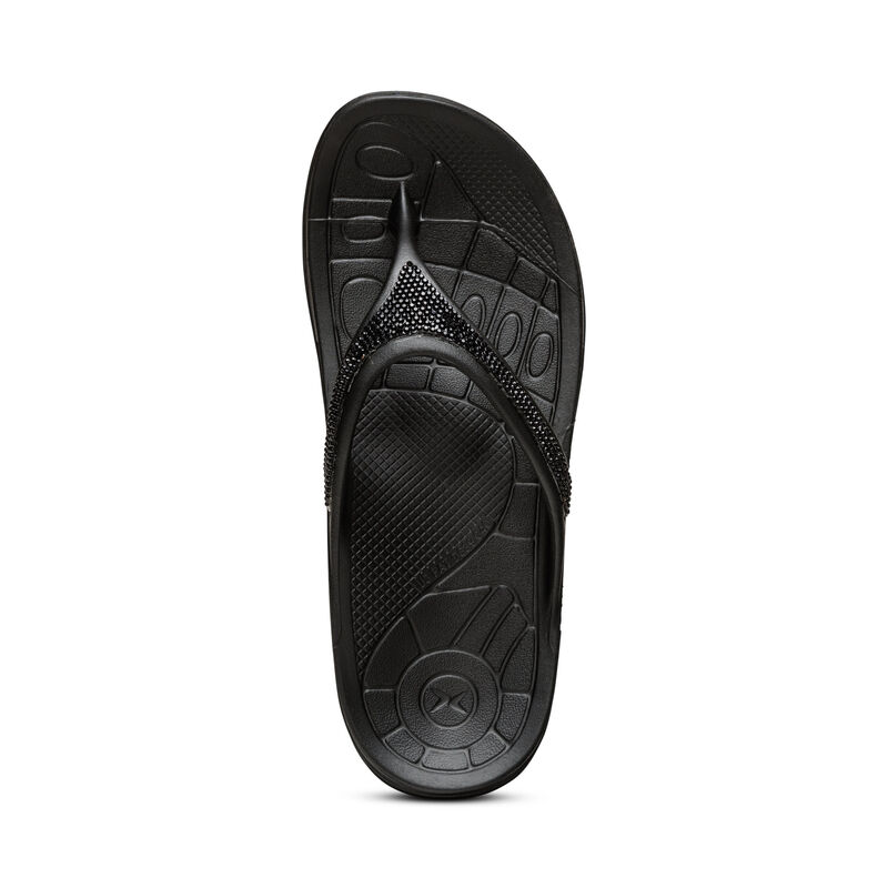 Aetrex Fiji Orthotic Women's Flip Flops Black | FJZ7811KF