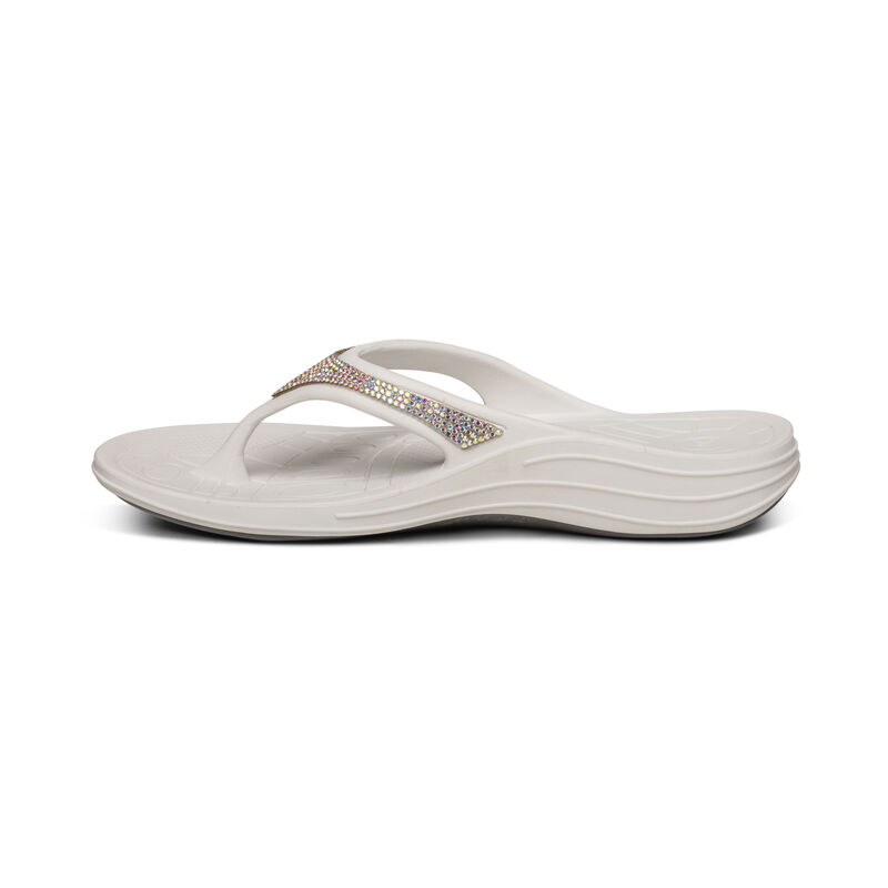 Aetrex Fiji Orthotic Women's Flip Flops White Multicolor | KAH6598CK