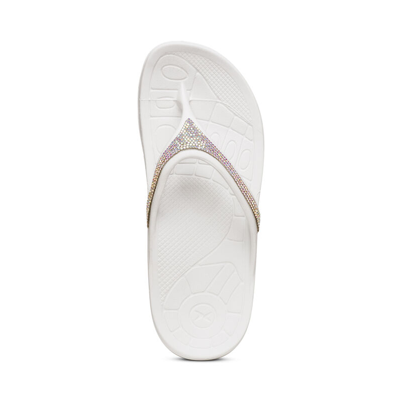 Aetrex Fiji Orthotic Women's Flip Flops White Multicolor | KAH6598CK