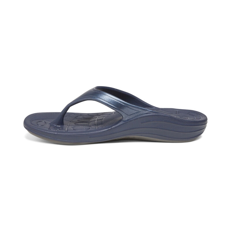 Aetrex Fiji Orthotic Women's Flip Flops Navy | SPY4077SG