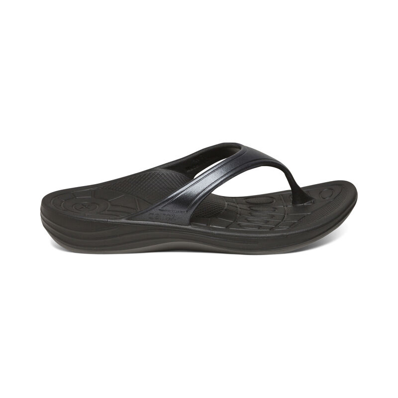 Aetrex Fiji Orthotic Women's Flip Flops Black | YIT10099JA