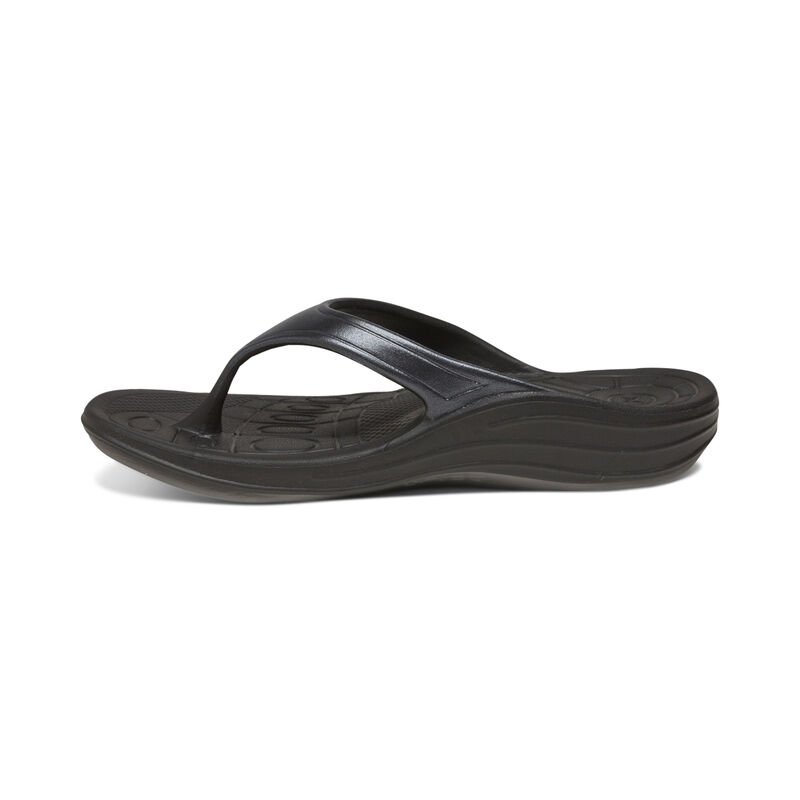 Aetrex Fiji Orthotic Women's Flip Flops Black | YIT10099JA