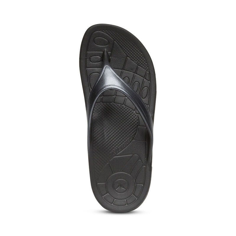 Aetrex Fiji Orthotic Women's Flip Flops Black | YIT10099JA