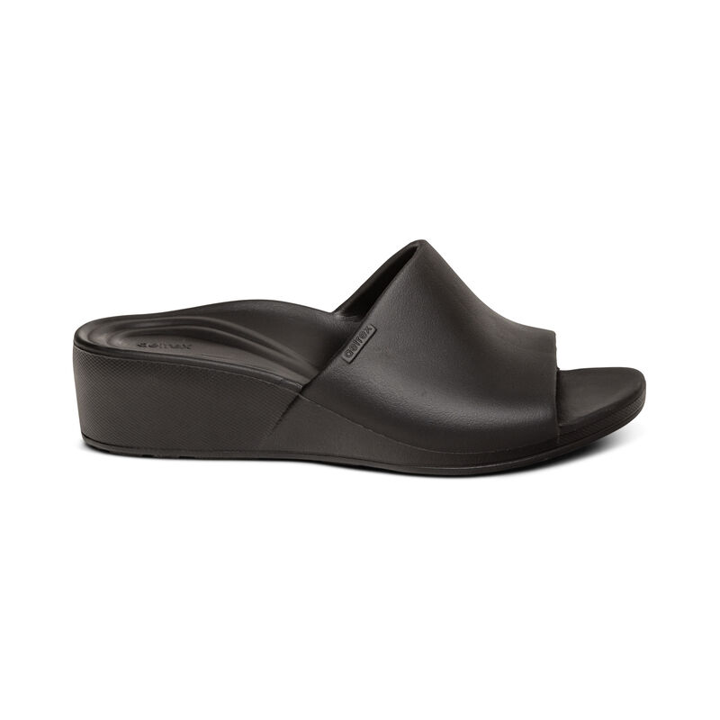 Aetrex Jamie Orthotic Women's Wedge Sandals Black | GSS2245SS