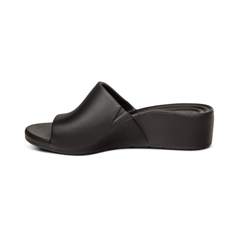 Aetrex Jamie Orthotic Women's Wedge Sandals Black | GSS2245SS