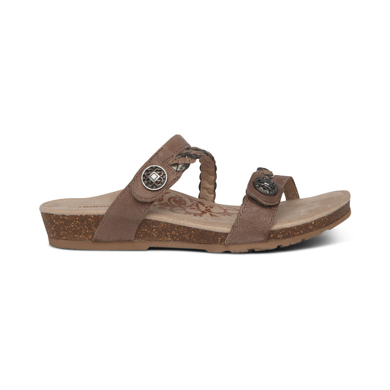 Aetrex Janey Braided Women's Slides Beige | CJX5822DE