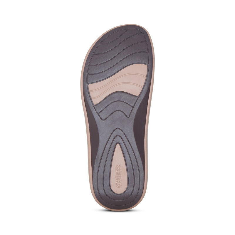 Aetrex Maui Orthotic Women's Flip Flops Beige | WZJ7215QX