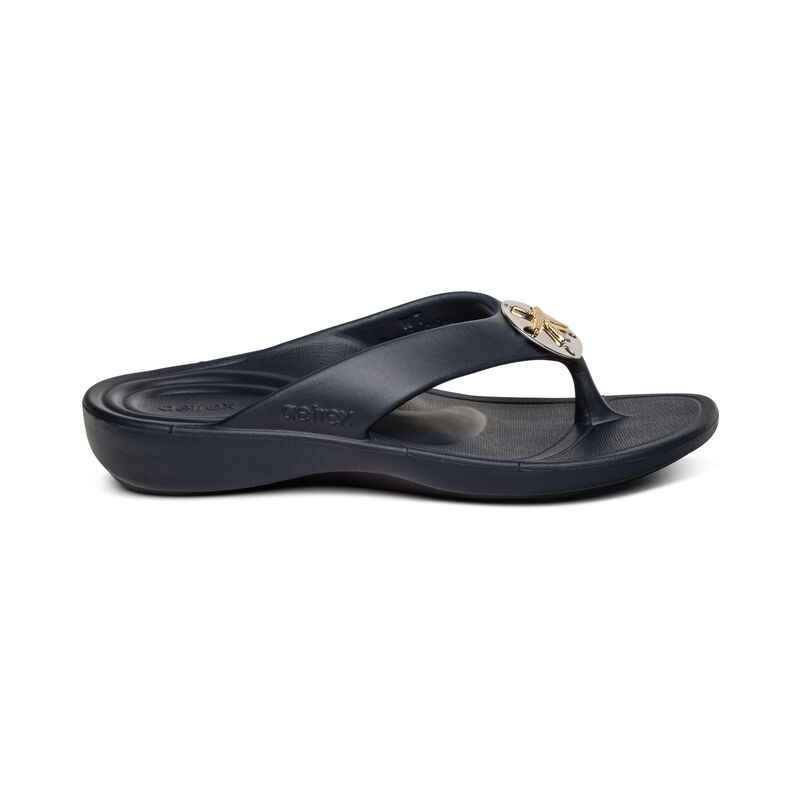 Aetrex Maui Starfish Orthotic Women's Flip Flops Navy | INO9369SB