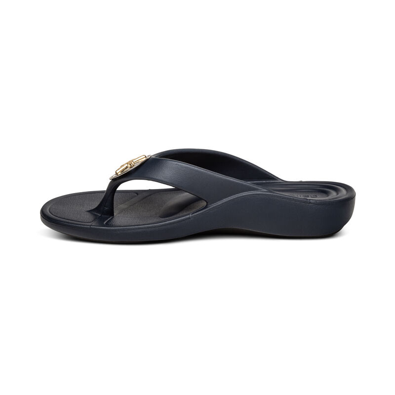 Aetrex Maui Starfish Orthotic Women's Flip Flops Navy | INO9369SB