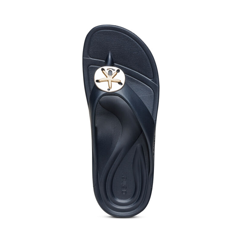 Aetrex Maui Starfish Orthotic Women's Flip Flops Navy | INO9369SB