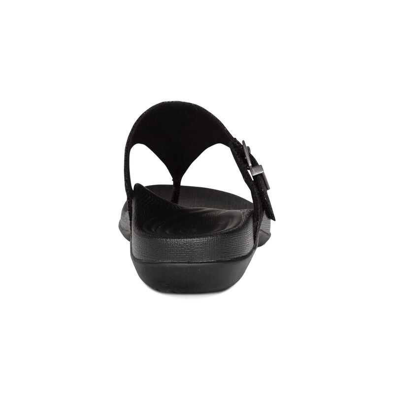 Aetrex Rita Adjustable Thong Women's Flip Flops Black | UEI9030NY